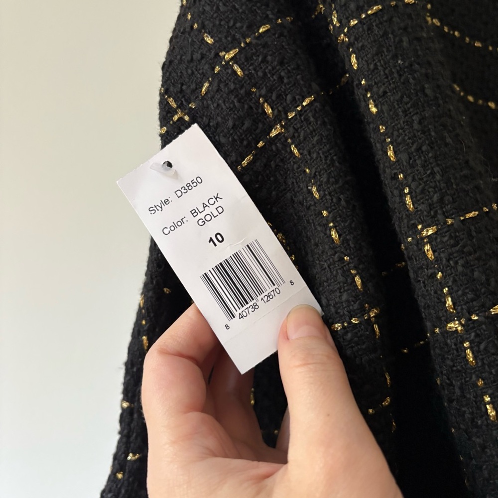 NWT Alexia Admor Windowpane 3/4 Sleeve Tweed Shift Dress - 10 - Picture 7 of 11